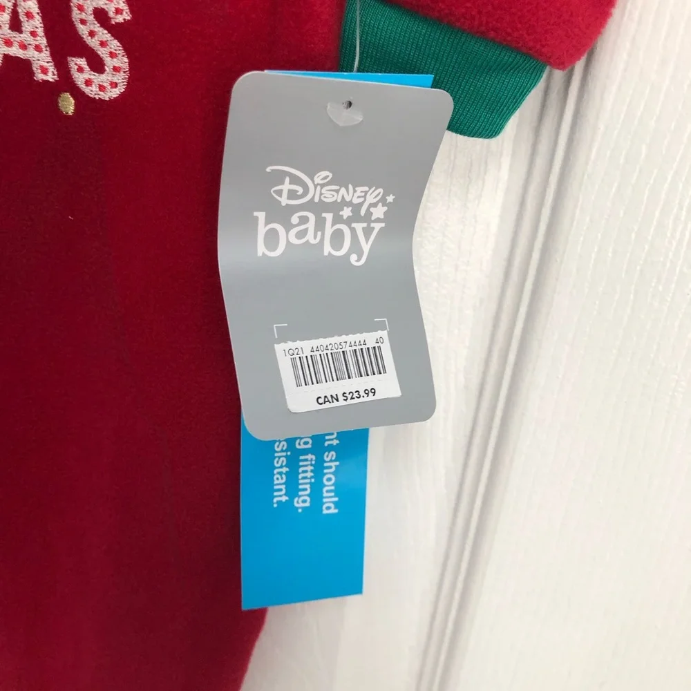 Disney 6-9 mo Mickey Minnie Baby My 1st Christmas Sleeper PJs Footie one piece